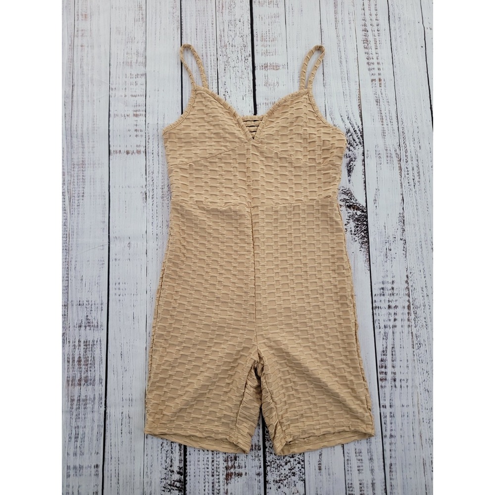 Jolie & Joy by FCT Scruch Butt Textured Bodysuit Buff Gold Size L *READ